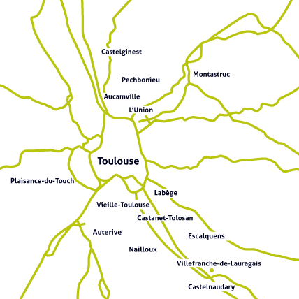 Carte secteur d'intervention de Terrenata, paysagiste à Toulouse